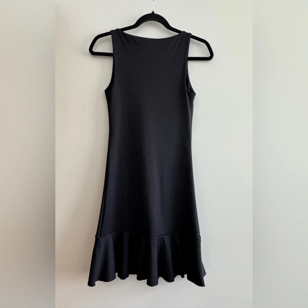 Express Body Contour Ribbed V-Wire Ruffle Mini Dress - Picture 6 of 11